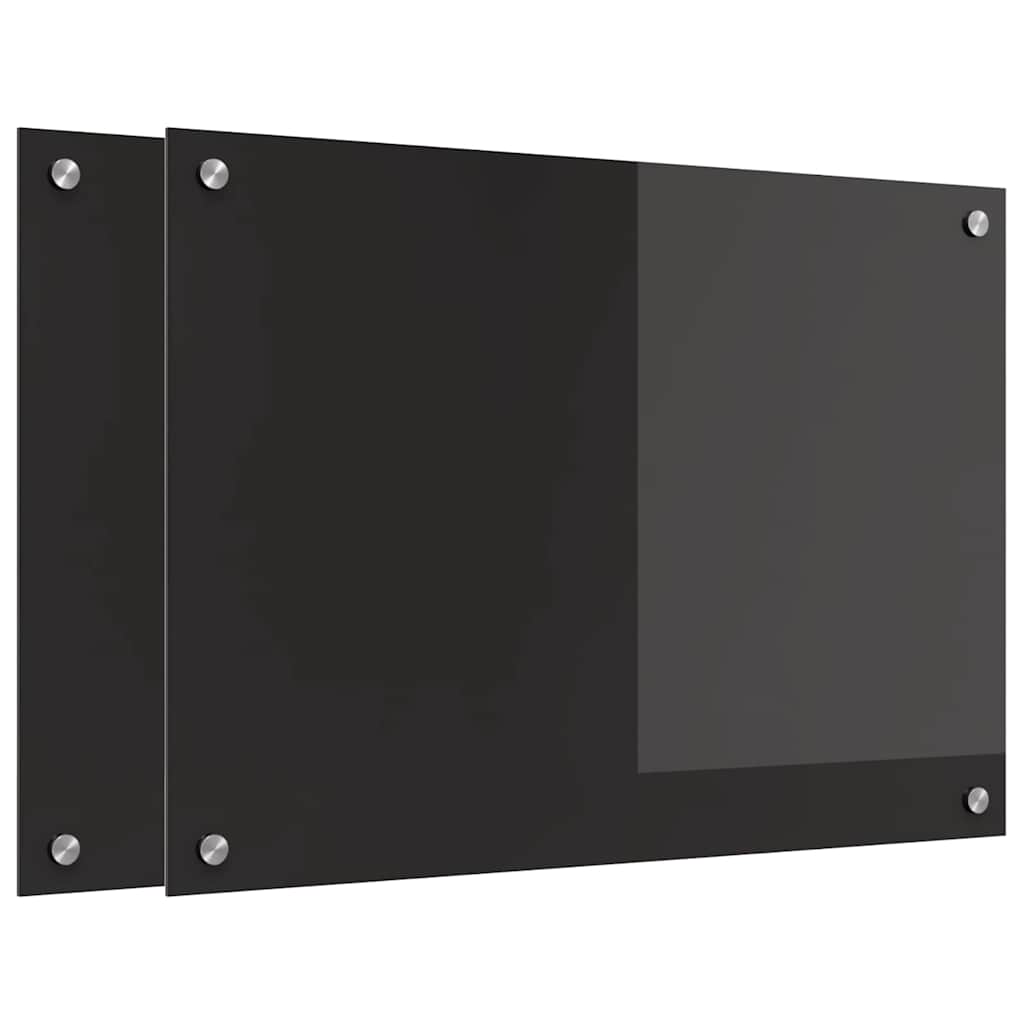 Keukenachterwand 2 pcs Zwart 70 x 50 cm gehard glas is nu te koop bij PeponiXL, paradijselijk wonen!