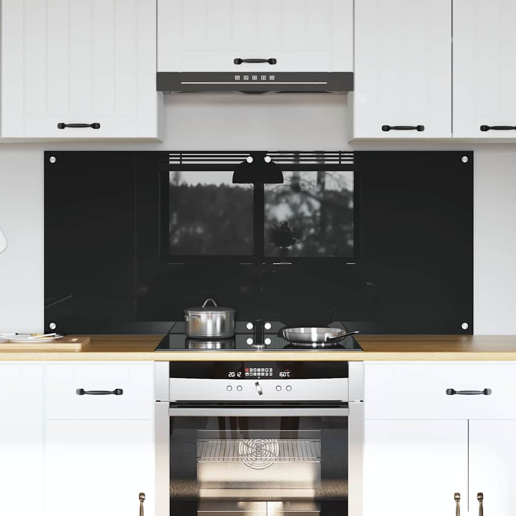 Keukenachterwand 2 pcs Zwart 70 x 60 cm gehard glas is nu te koop bij PeponiXL, paradijselijk wonen!