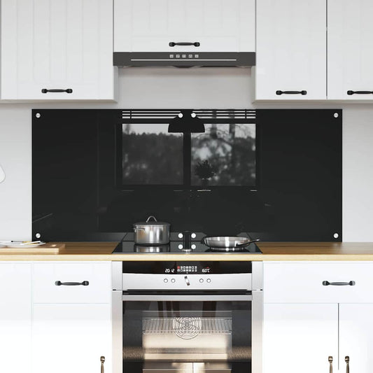 Keukenachterwand 2 pcs Zwart 70 x 60 cm gehard glas is nu te koop bij PeponiXL, paradijselijk wonen!