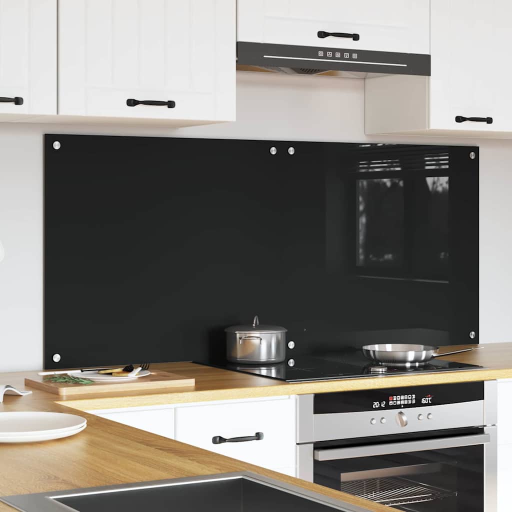 Keukenachterwand 2 pcs Zwart 70 x 60 cm gehard glas is nu te koop bij PeponiXL, paradijselijk wonen!