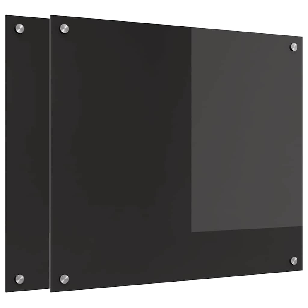 Keukenachterwand 2 pcs Zwart 70 x 60 cm gehard glas is nu te koop bij PeponiXL, paradijselijk wonen!