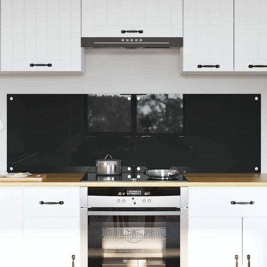 Keukenachterwand 2 pcs Zwart 80 x 50 cm gehard glas is nu te koop bij PeponiXL, paradijselijk wonen!