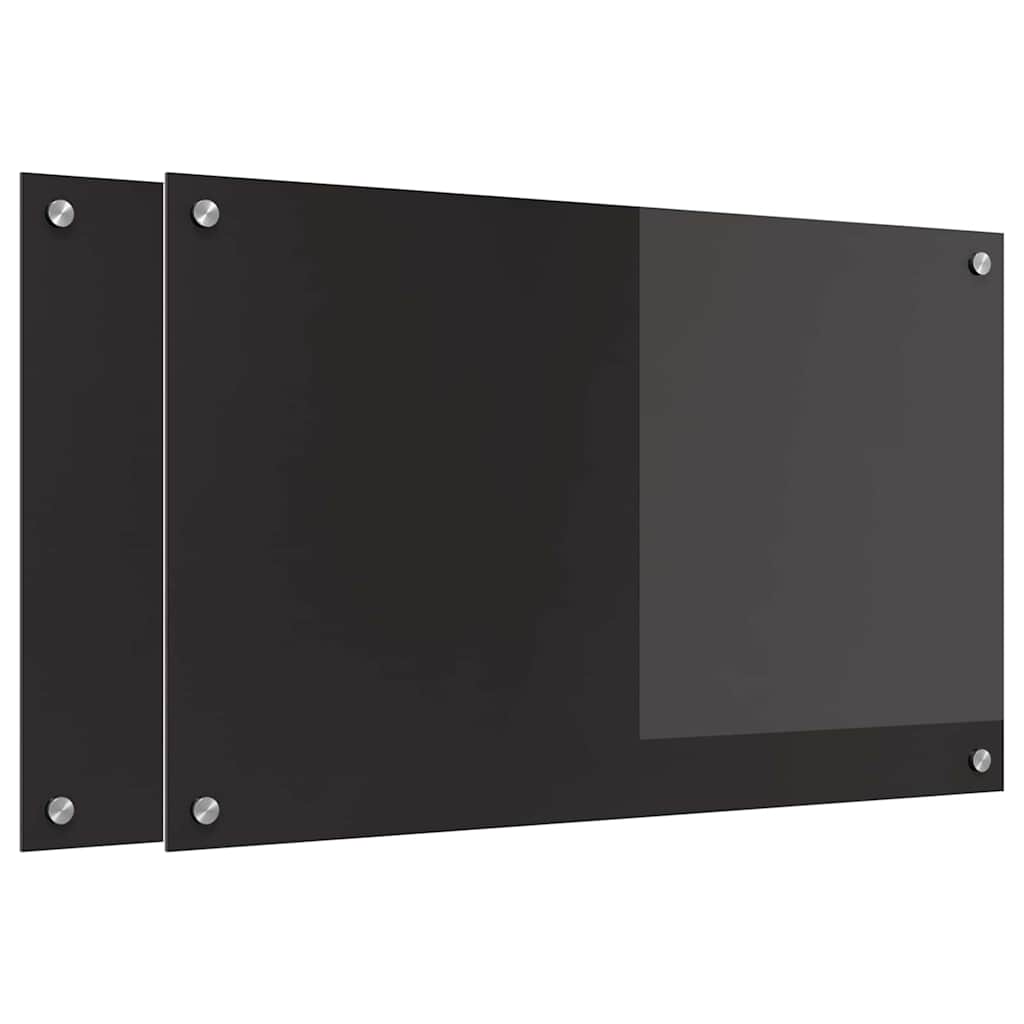 Keukenachterwand 2 pcs Zwart 80 x 50 cm gehard glas is nu te koop bij PeponiXL, paradijselijk wonen!