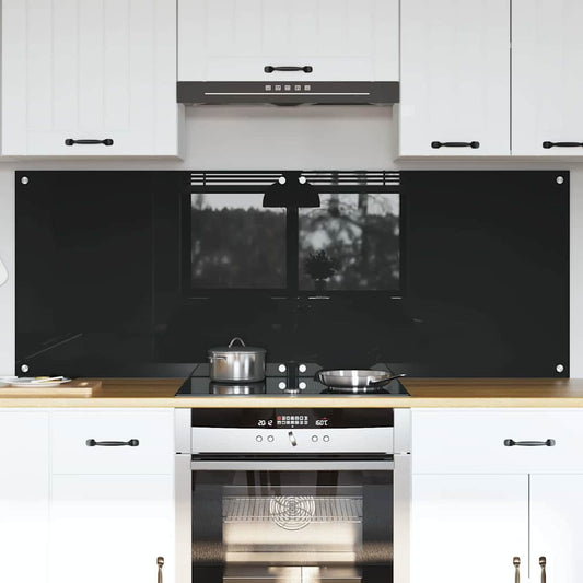 Keukenachterwand 2 pcs Zwart 80 x 60 cm gehard glas is nu te koop bij PeponiXL, paradijselijk wonen!