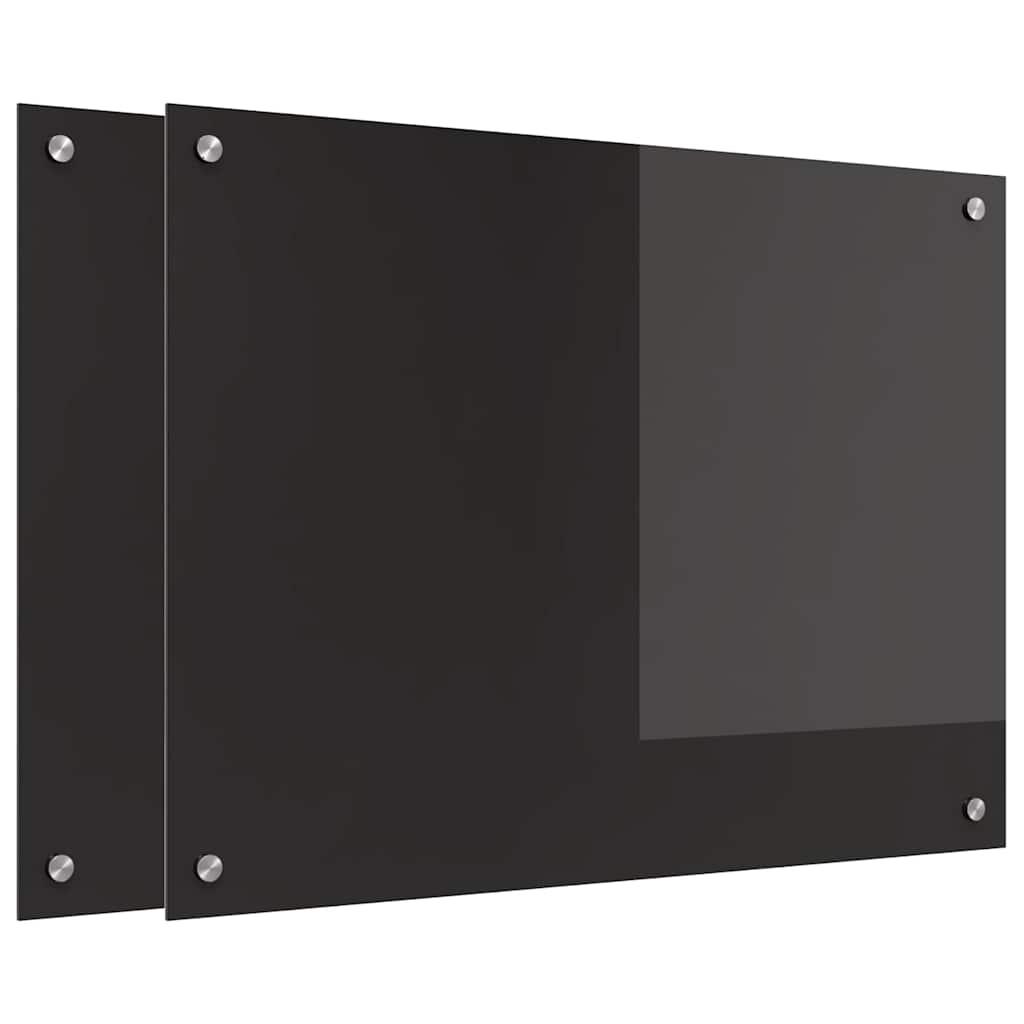 Keukenachterwand 2 pcs Zwart 80 x 60 cm gehard glas is nu te koop bij PeponiXL, paradijselijk wonen!