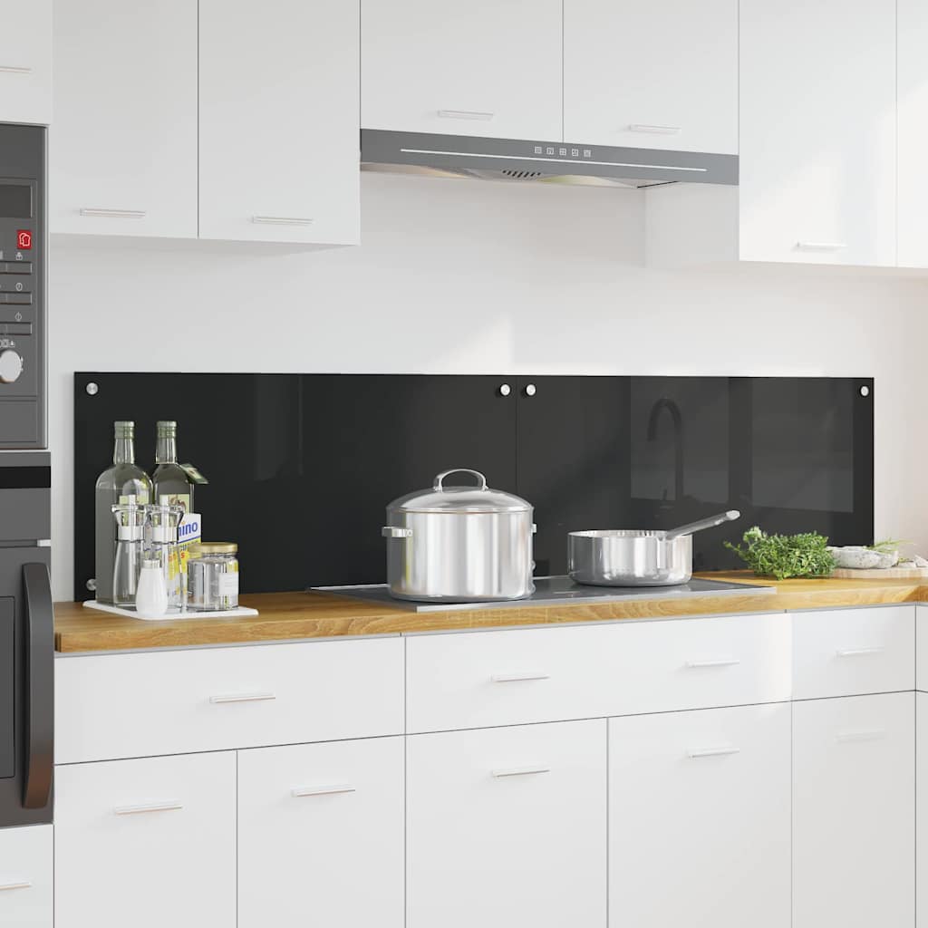 Keukenachterwand 2 pcs Zwart 90 x 40 cm gehard glas is nu te koop bij PeponiXL, paradijselijk wonen!