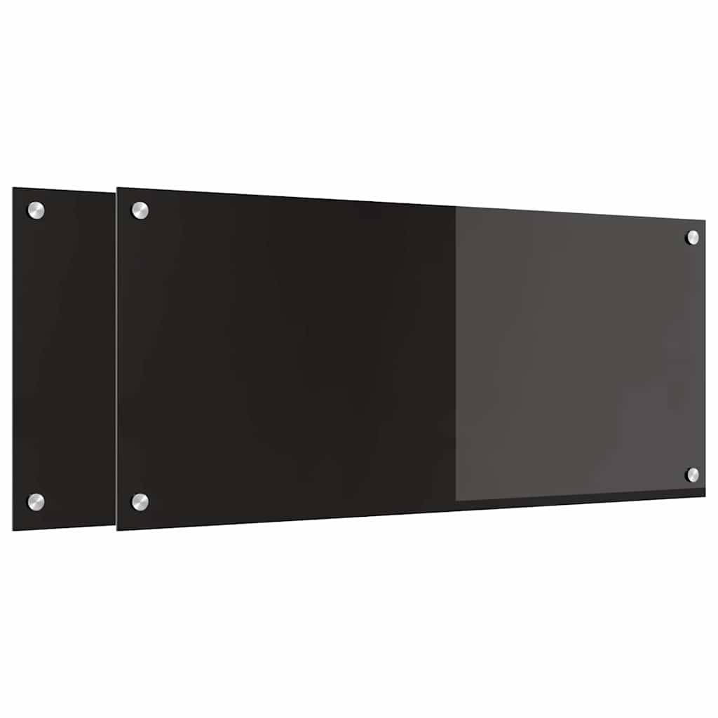 Keukenachterwand 2 pcs Zwart 90 x 40 cm gehard glas is nu te koop bij PeponiXL, paradijselijk wonen!