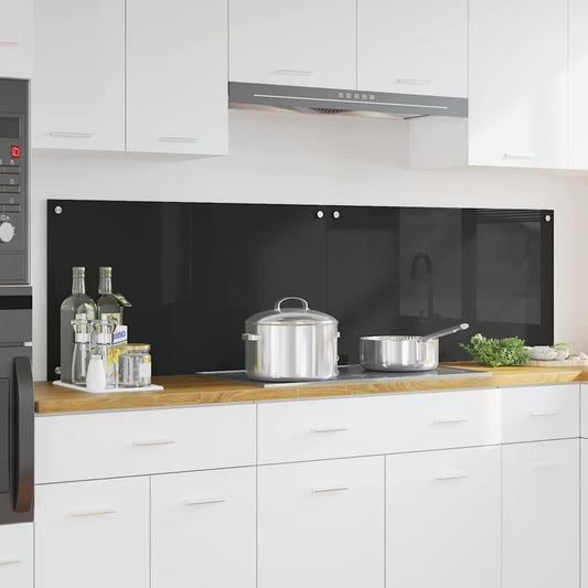 Keukenachterwand 2 pcs Zwart 90 x 50 cm gehard glas is nu te koop bij PeponiXL, paradijselijk wonen!