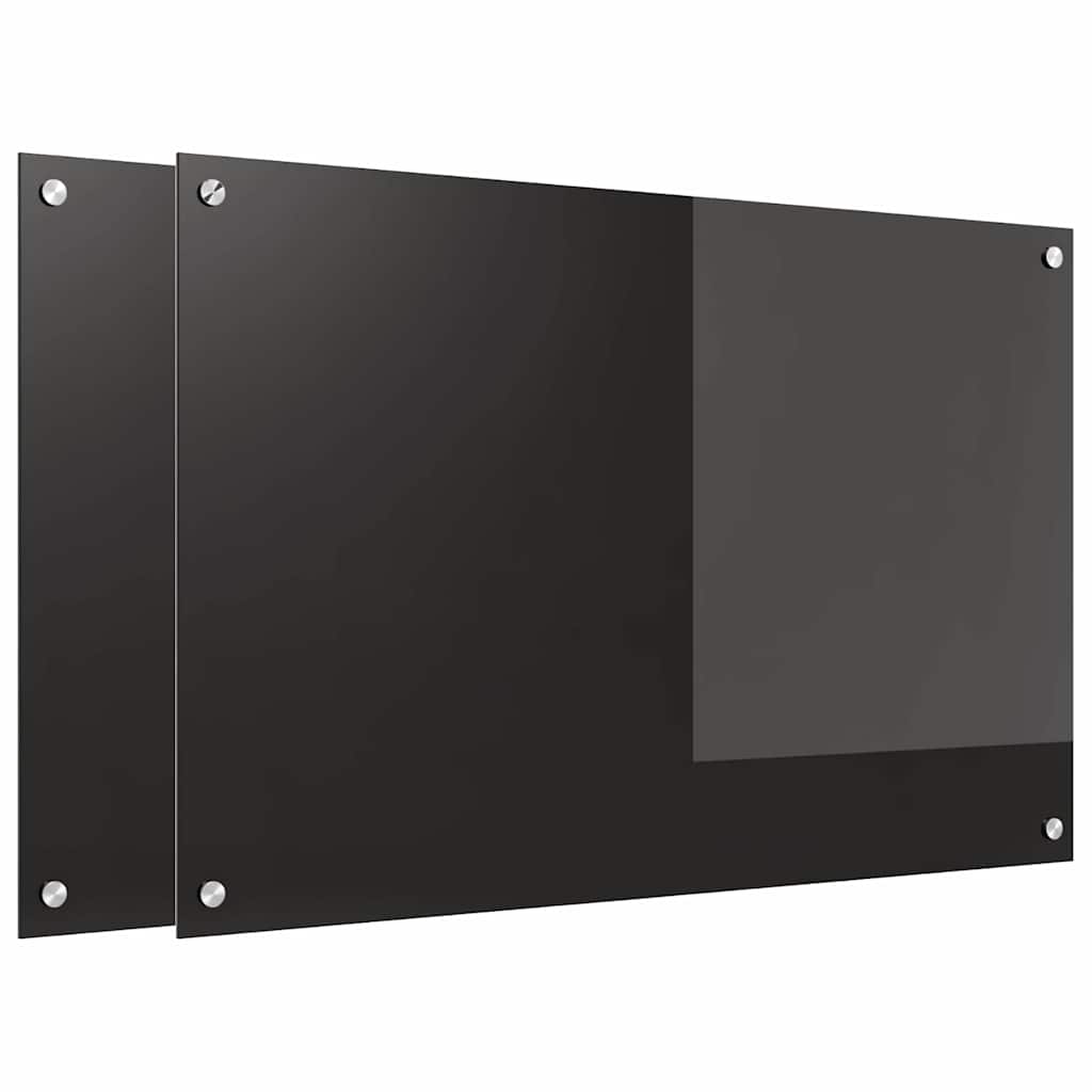 Keukenachterwand 2 pcs Zwart 90 x 60 cm gehard glas is nu te koop bij PeponiXL, paradijselijk wonen!