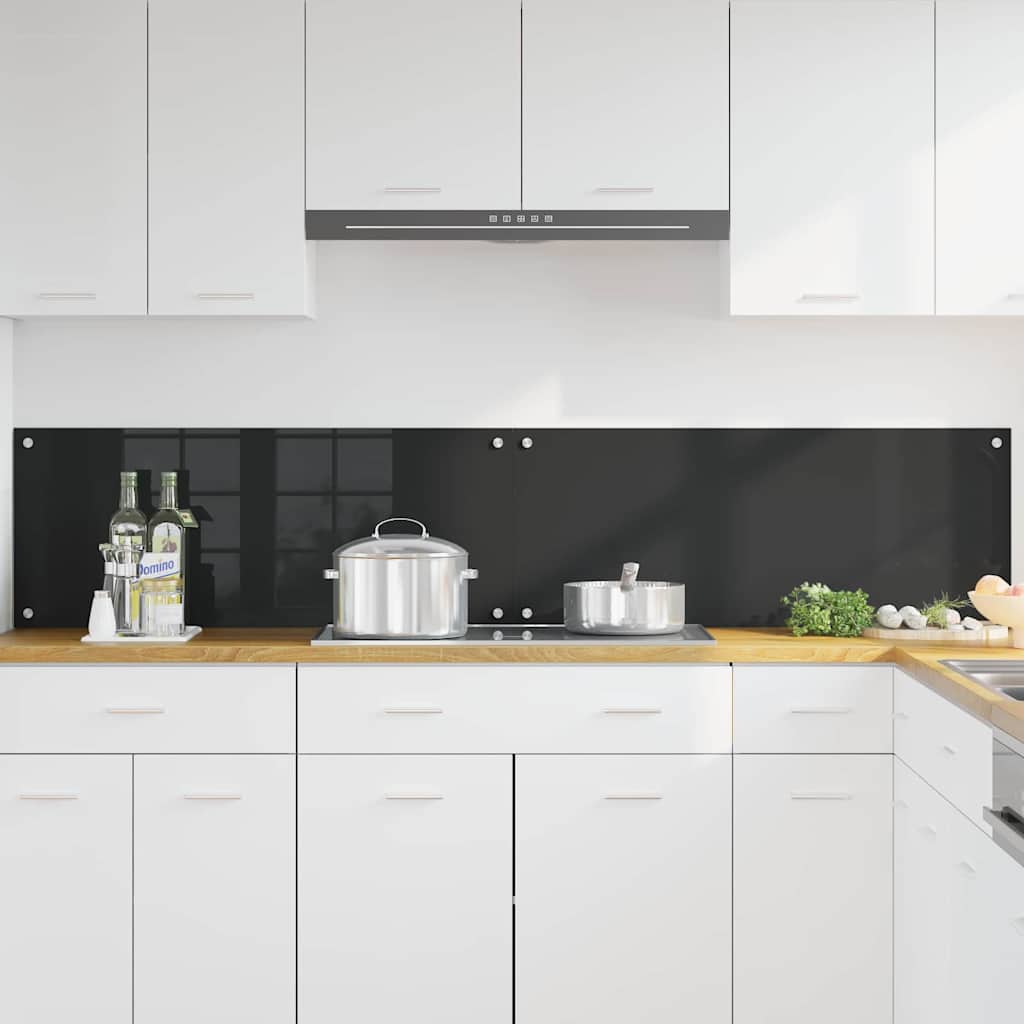 Keukenachterwand 2 pcs Zwart 100 x 40 cm gehard glas is nu te koop bij PeponiXL, paradijselijk wonen!