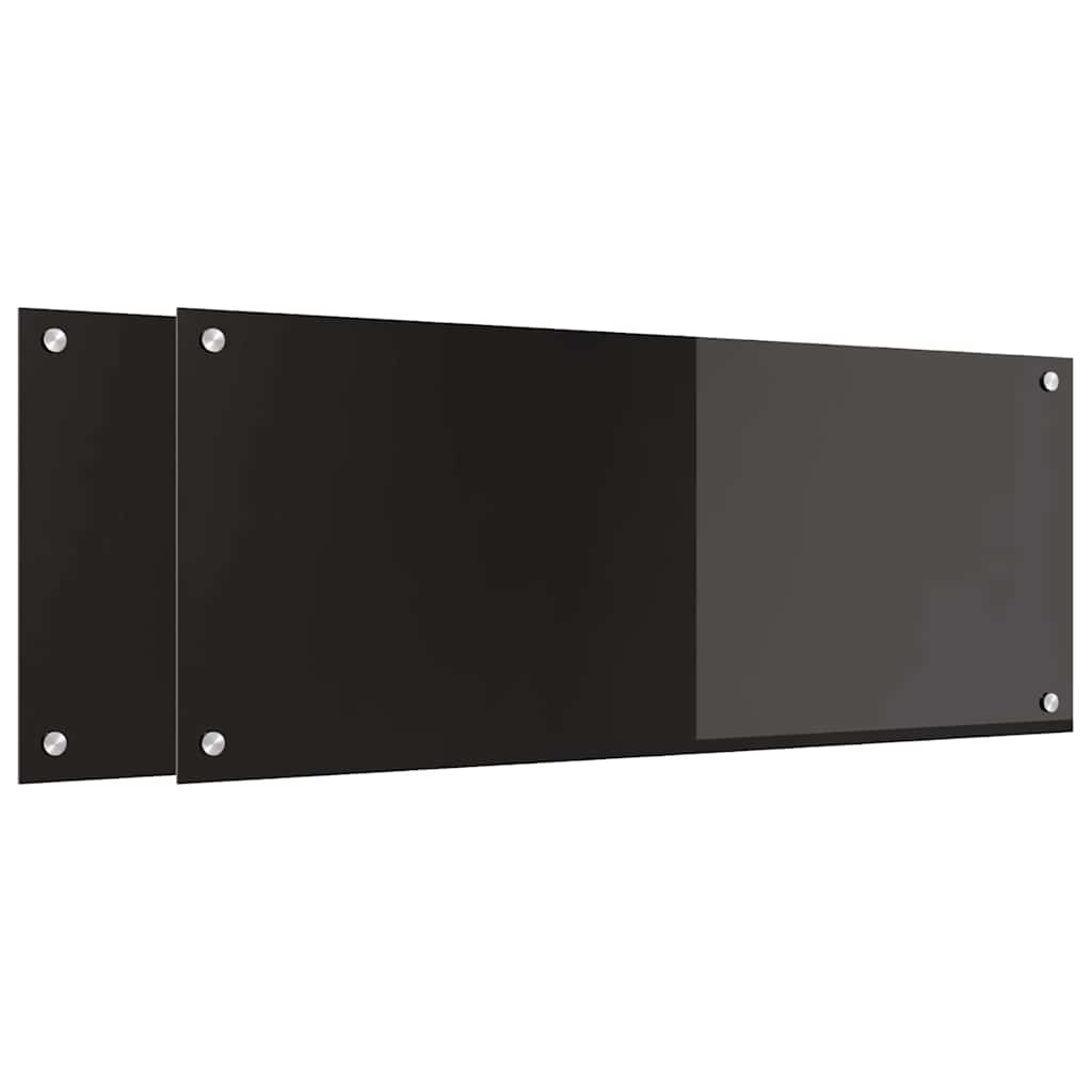 Keukenachterwand 2 pcs Zwart 100 x 40 cm gehard glas is nu te koop bij PeponiXL, paradijselijk wonen!