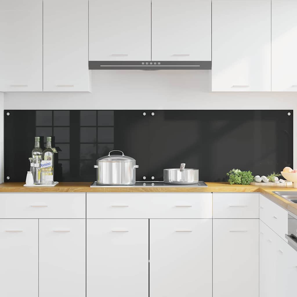 Keukenachterwand 2 pcs Zwart 100 x 50 cm gehard glas is nu te koop bij PeponiXL, paradijselijk wonen!