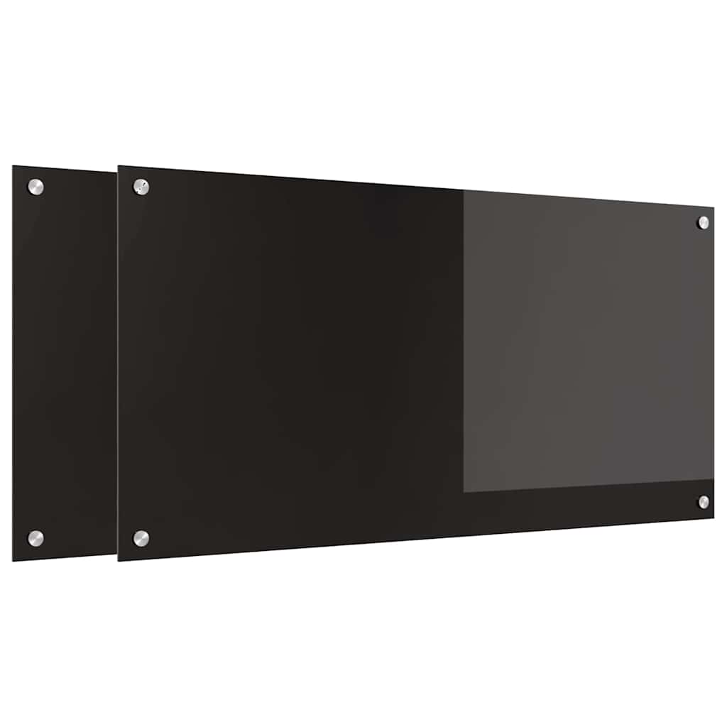 Keukenachterwand 2 pcs Zwart 100 x 50 cm gehard glas is nu te koop bij PeponiXL, paradijselijk wonen!