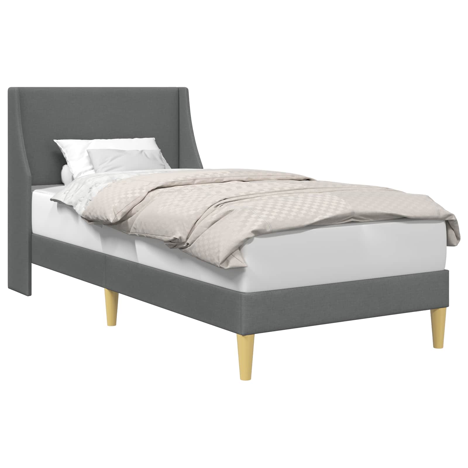 Bedframe met hoofdeinde Donkergrijs 90 x 190 cm Fluweel is nu te koop bij PeponiXL, paradijselijk wonen!