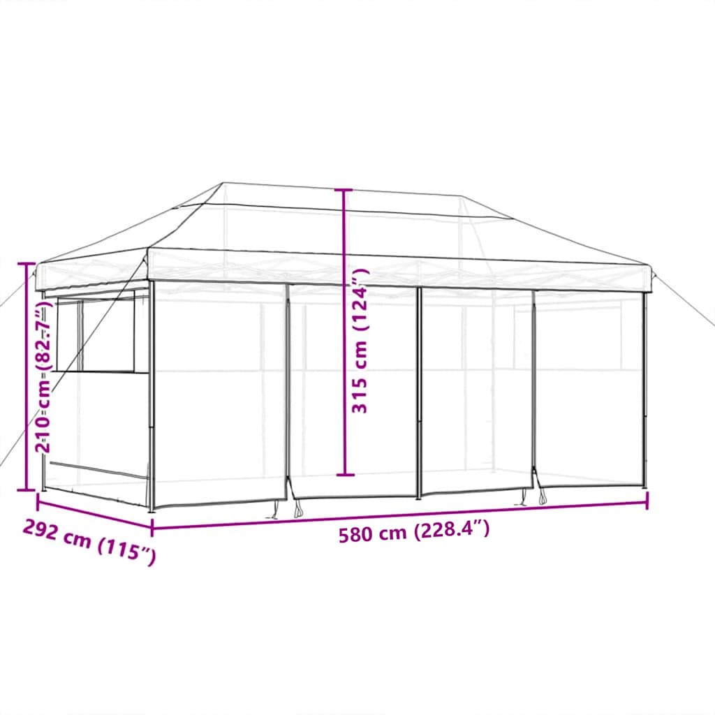 Partytent Pop-up Taupe 580 x 292 x 315 cm Oxford Stof is nu te koop bij PeponiXL, paradijselijk wonen!