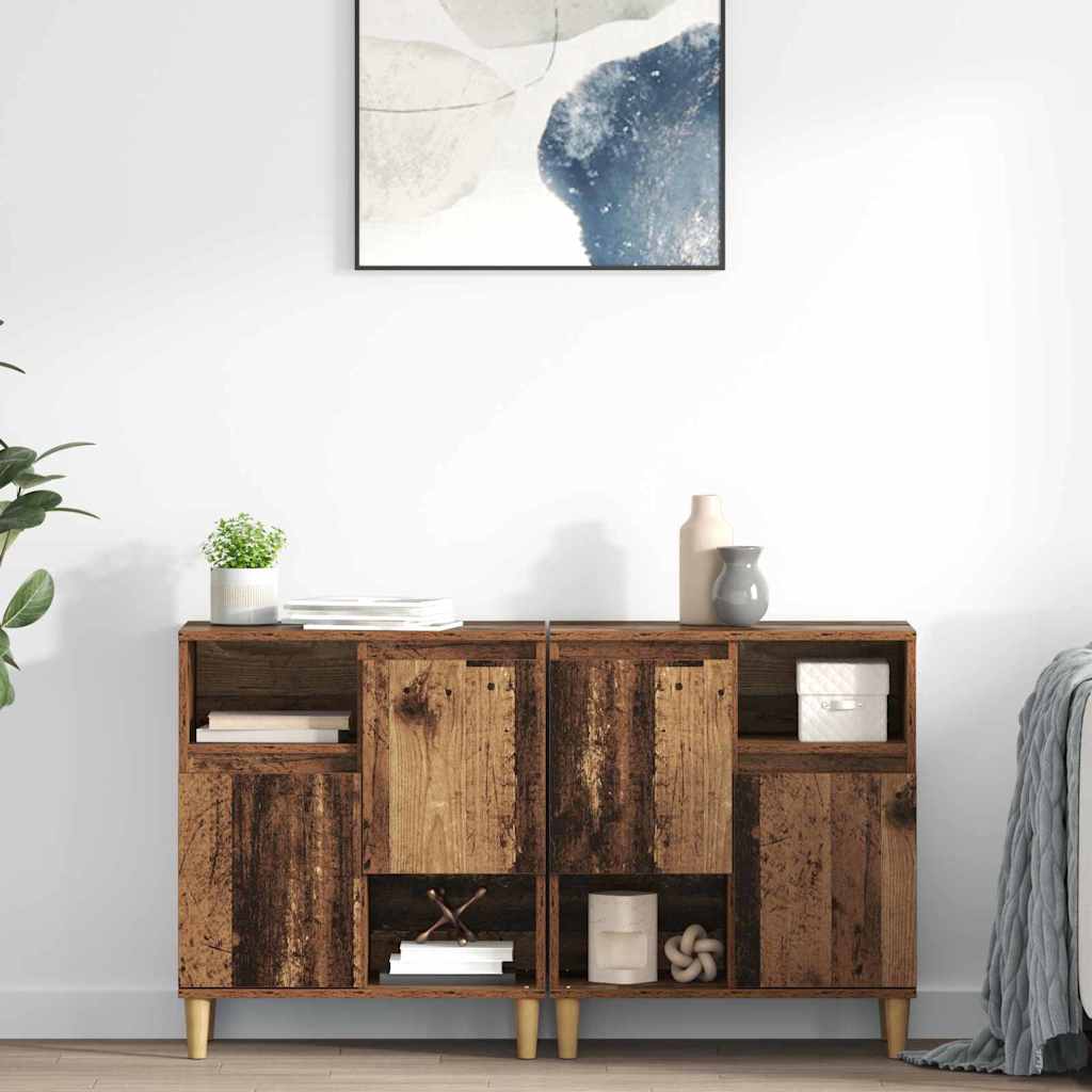 Dressoirs 2 pcs Oud Hout 60 x 35 x 70 cm Bewerkt hout is nu te koop bij PeponiXL, paradijselijk wonen!