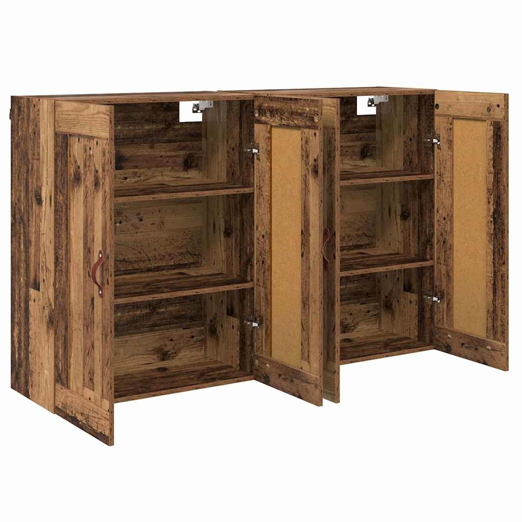 Wandkast 2 pcs Oudhout 69,5 x 34 x 90 cm Bewerkt hout is nu te koop bij PeponiXL, paradijselijk wonen!