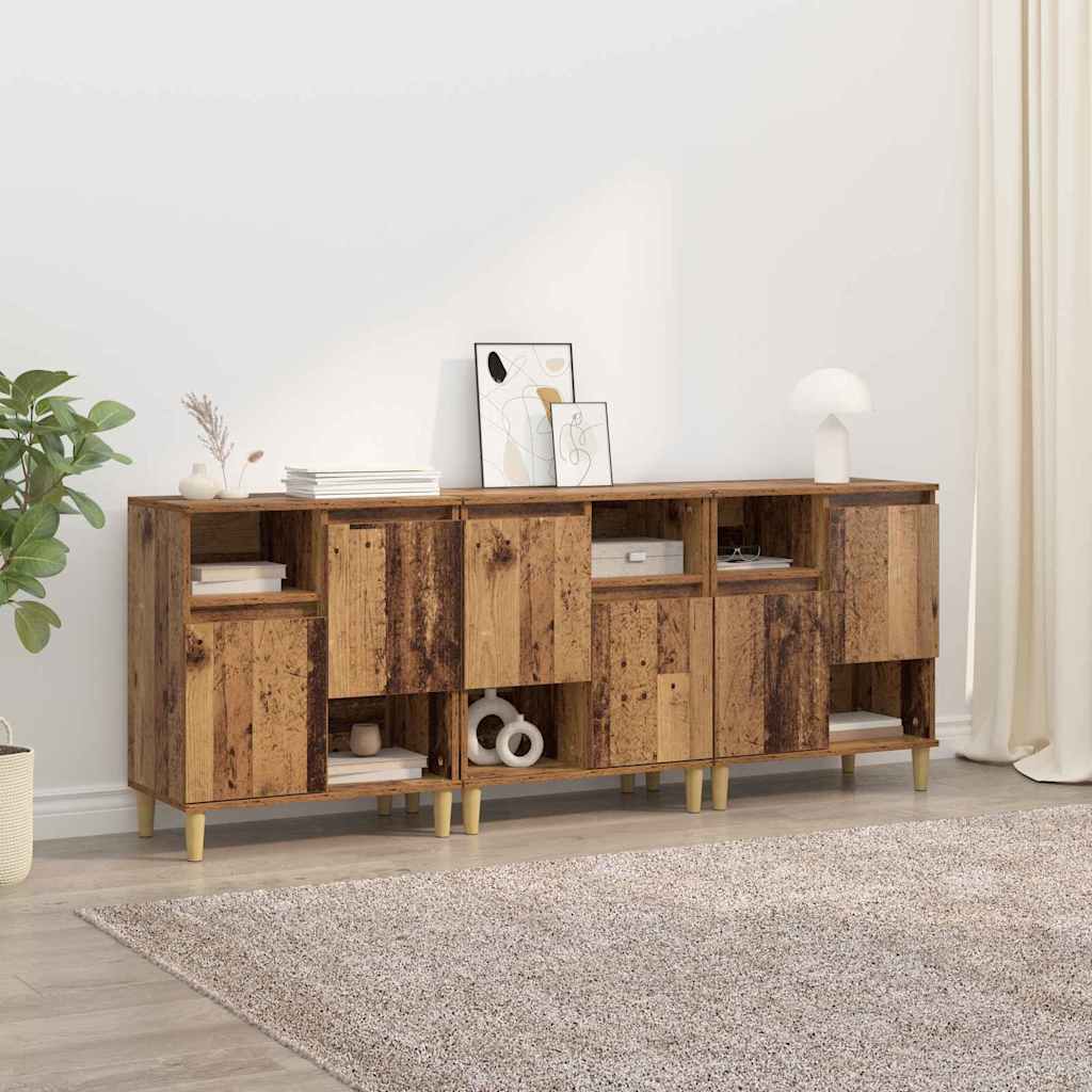 Dressoirs 3 pcs Oud Hout 60 x 35 x 70 cm Bewerkt hout is nu te koop bij PeponiXL, paradijselijk wonen!