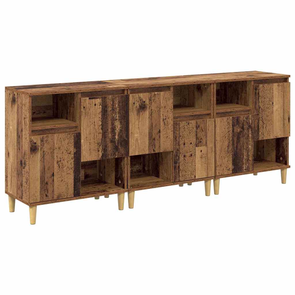 Dressoirs 3 pcs Oud Hout 60 x 35 x 70 cm Bewerkt hout is nu te koop bij PeponiXL, paradijselijk wonen!