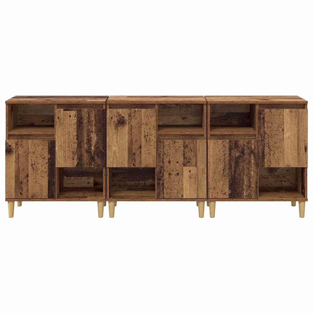 Dressoirs 3 pcs Oud Hout 60 x 35 x 70 cm Bewerkt hout is nu te koop bij PeponiXL, paradijselijk wonen!