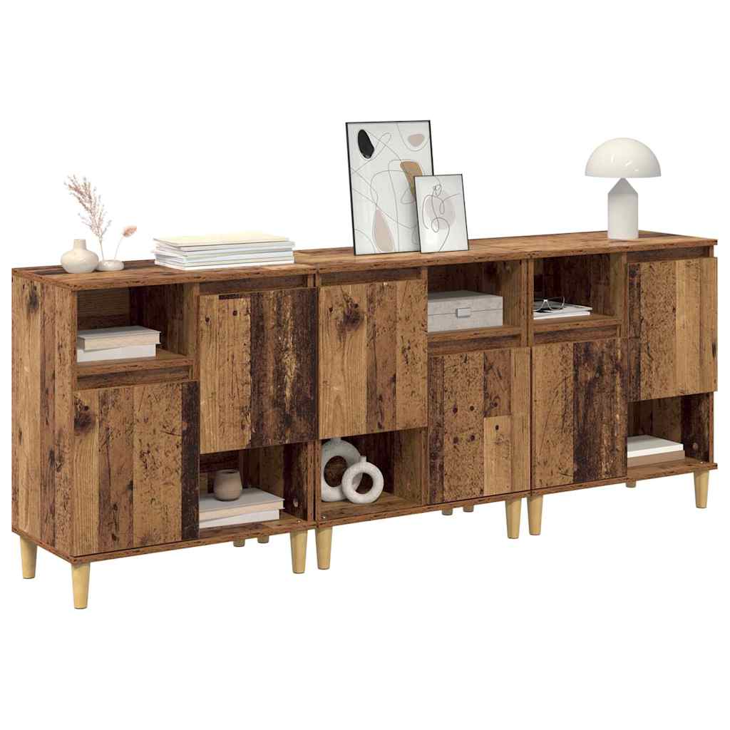 Dressoirs 3 pcs Oud Hout 60 x 35 x 70 cm Bewerkt hout is nu te koop bij PeponiXL, paradijselijk wonen!