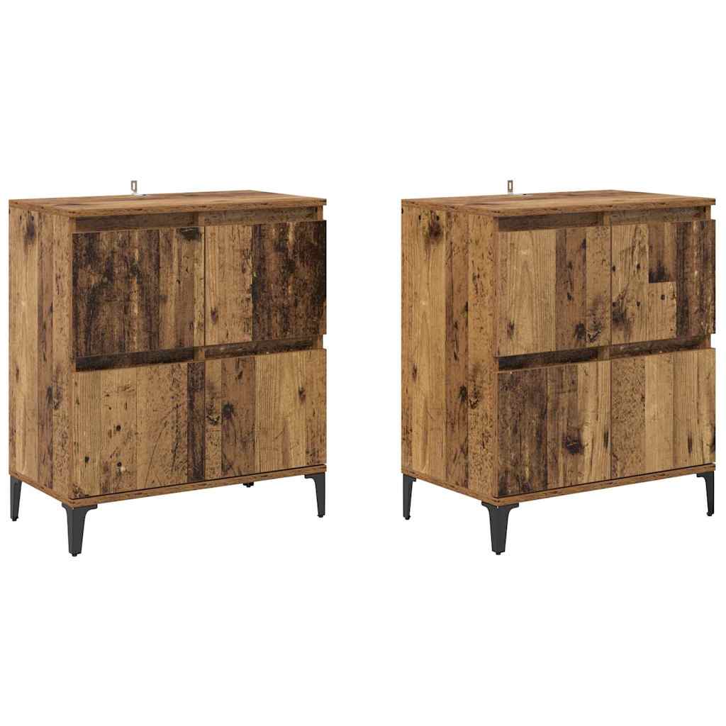 Dressoirs 2 pcs Oud Hout 60 x 35 x 70 cm Bewerkt hout is nu te koop bij PeponiXL, paradijselijk wonen!