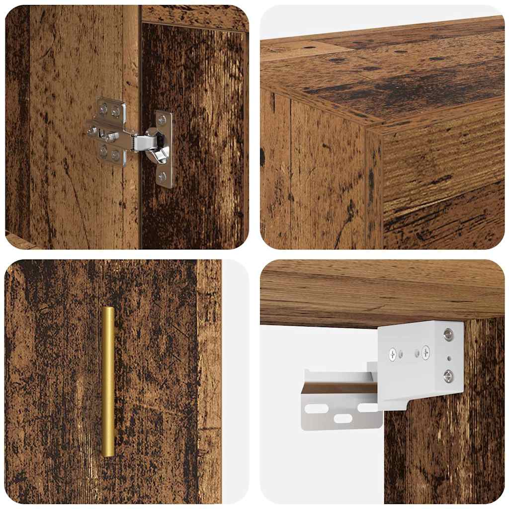 Wandkast 2 pcs Oudhout 69,5 x 34 x 90 cm Bewerkt hout is nu te koop bij PeponiXL, paradijselijk wonen!