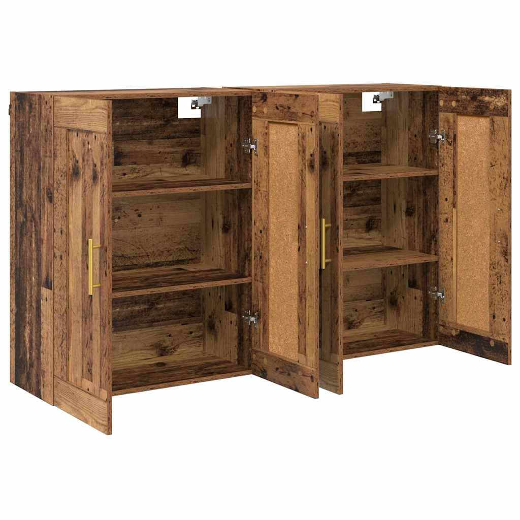 Wandkast 2 pcs Oudhout 69,5 x 34 x 90 cm Bewerkt hout is nu te koop bij PeponiXL, paradijselijk wonen!