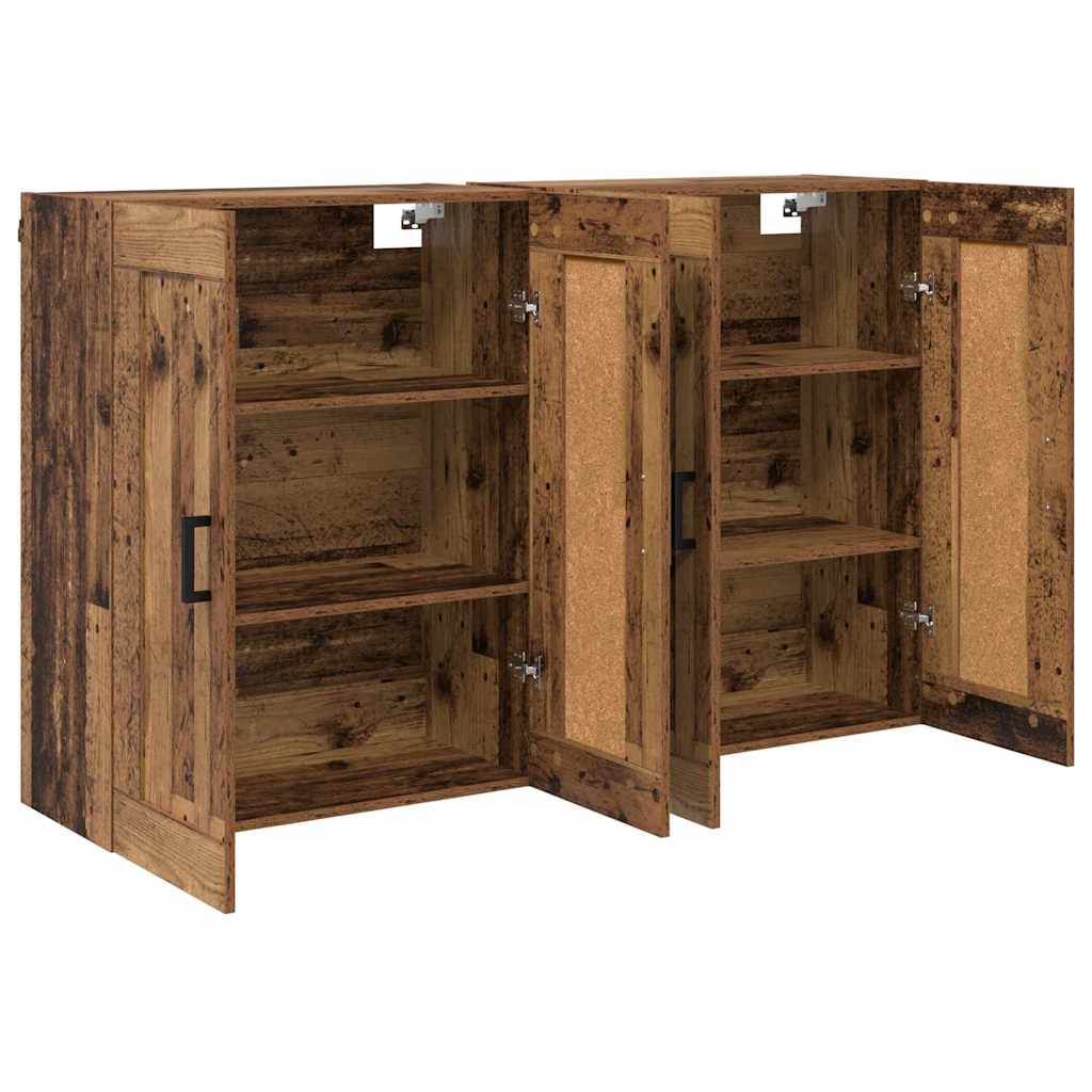 Wandkast 2 pcs Oudhout 69,5 x 34 x 90 cm Bewerkt hout is nu te koop bij PeponiXL, paradijselijk wonen!