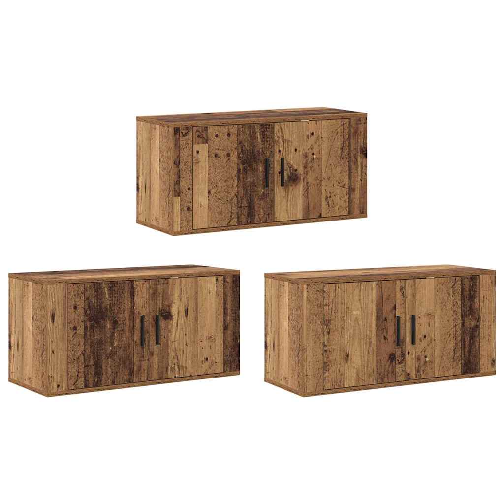 Wandtv-kast Set 3 pcs Oud Hout 80 x 34,5 x 40 cm Bewerkt hout is nu te koop bij PeponiXL, paradijselijk wonen!