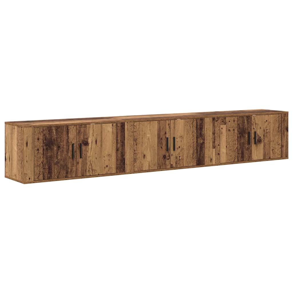 Wandtv-kast Set 3 pcs Oud Hout 80 x 34,5 x 40 cm Bewerkt hout is nu te koop bij PeponiXL, paradijselijk wonen!