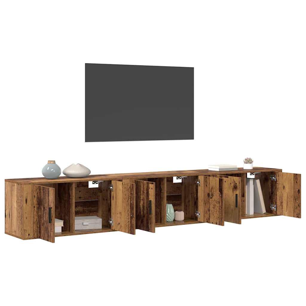 Wandtv-kast Set 3 pcs Oud Hout 80 x 34,5 x 40 cm Bewerkt hout is nu te koop bij PeponiXL, paradijselijk wonen!