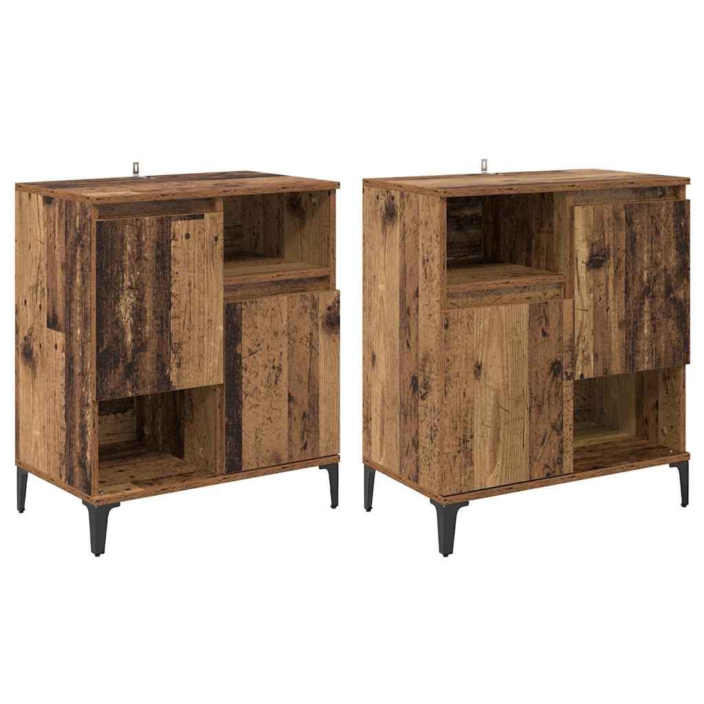 Dressoirs 2 pcs Oud Hout 60 x 35 x 70 cm Bewerkt hout is nu te koop bij PeponiXL, paradijselijk wonen!