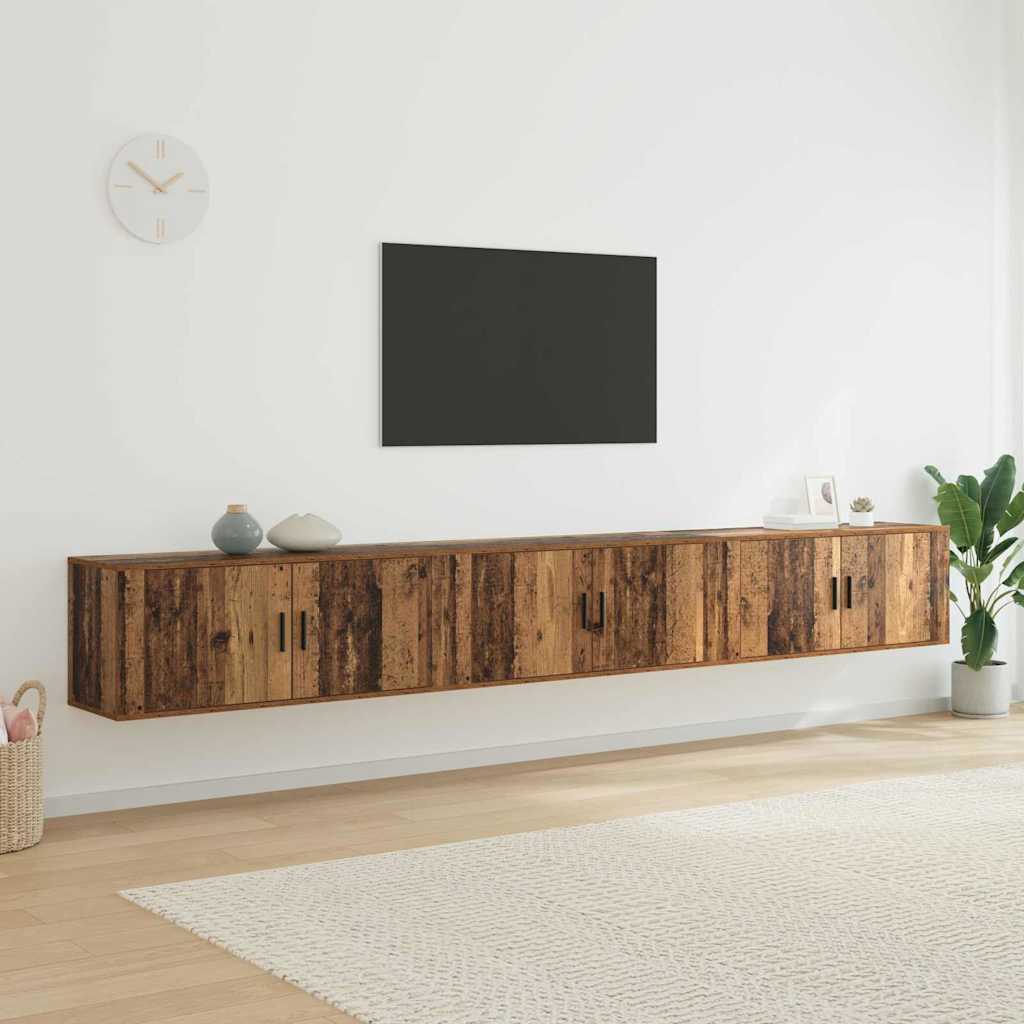 Wandtv-kast Set 3 pcs Oud Hout 100 x 34,5 x 40 cm Bewerkt hout is nu te koop bij PeponiXL, paradijselijk wonen!