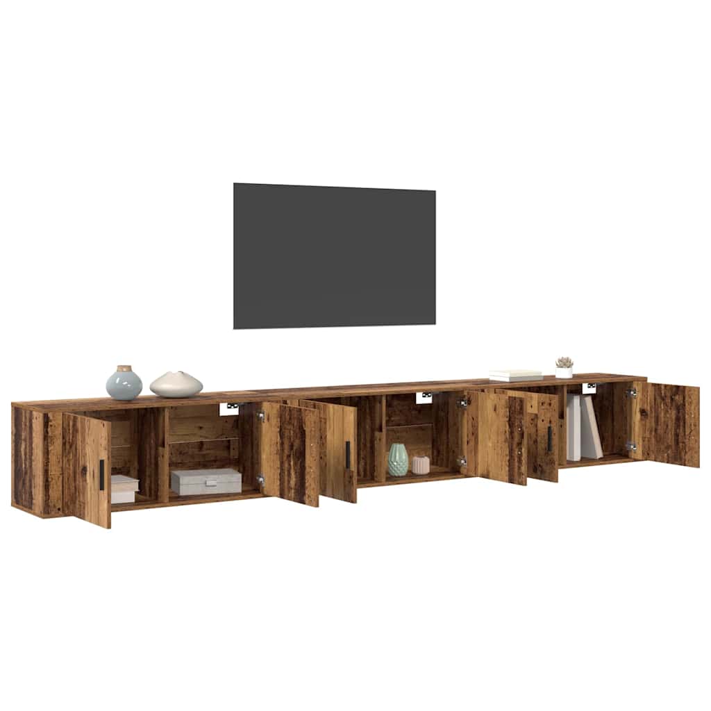 Wandtv-kast Set 3 pcs Oud Hout 100 x 34,5 x 40 cm Bewerkt hout is nu te koop bij PeponiXL, paradijselijk wonen!