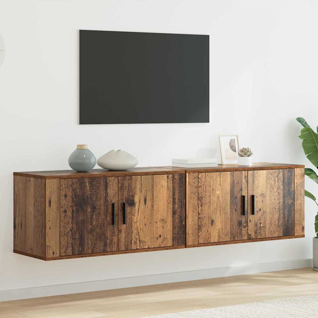 Wandtv-kast Set 2 pcs Oud Hout 80 x 34,5 x 40 cm Bewerkt hout is nu te koop bij PeponiXL, paradijselijk wonen!