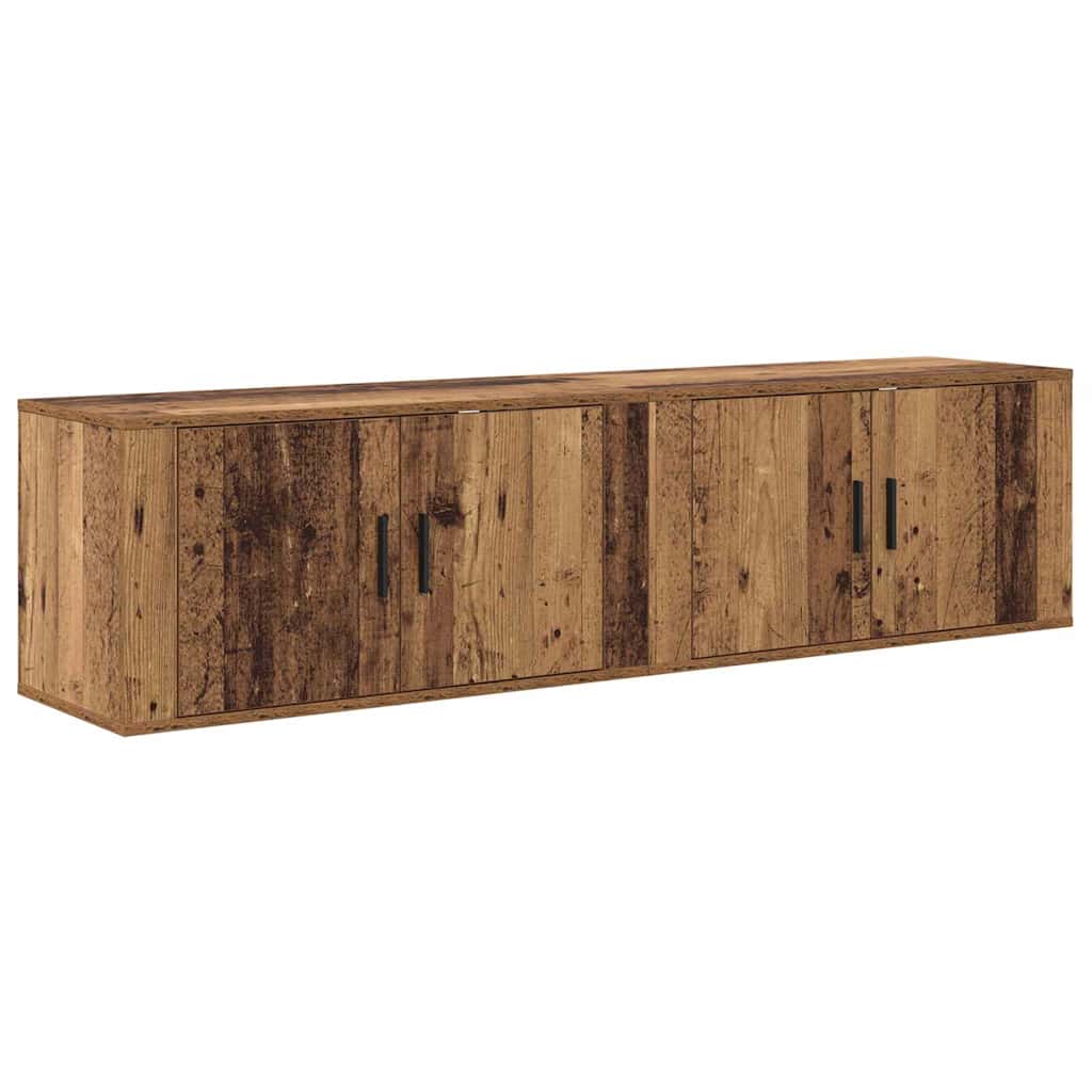 Wandtv-kast Set 2 pcs Oud Hout 80 x 34,5 x 40 cm Bewerkt hout is nu te koop bij PeponiXL, paradijselijk wonen!