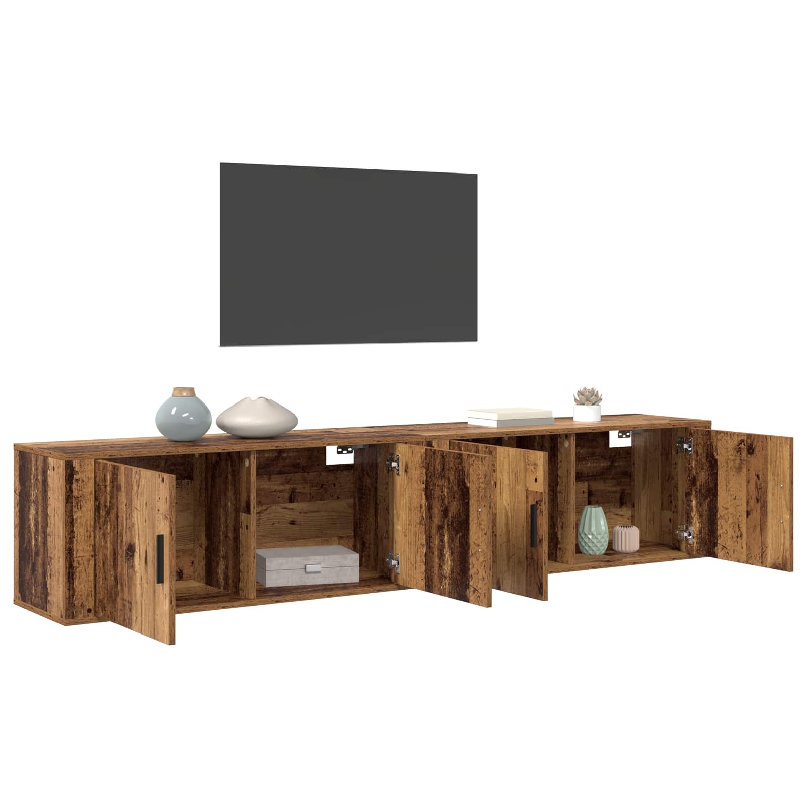 Wandtv-kast Set 2 pcs Oud Hout 100 x 34,5 x 40 cm Bewerkt hout is nu te koop bij PeponiXL, paradijselijk wonen!