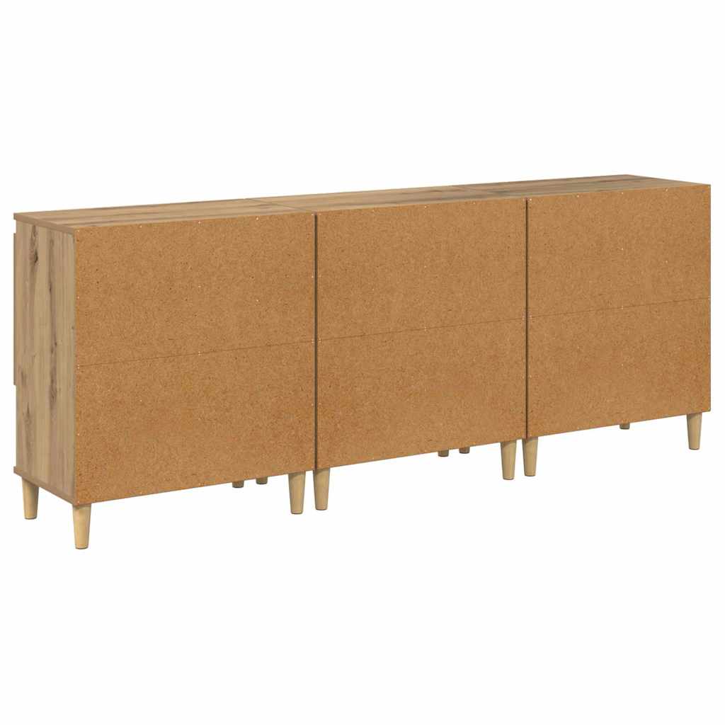 Dressoirs 3 pcs Artisan Eiken 60 x 35 x 70 cm Bewerkt hout is nu te koop bij PeponiXL, paradijselijk wonen!