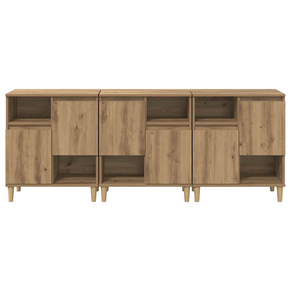 Dressoirs 3 pcs Artisan Eiken 60 x 35 x 70 cm Bewerkt hout is nu te koop bij PeponiXL, paradijselijk wonen!