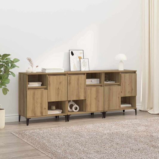 Dressoirs 3 pcs Artisan Eiken 60 x 35 x 70 cm Bewerkt hout is nu te koop bij PeponiXL, paradijselijk wonen!