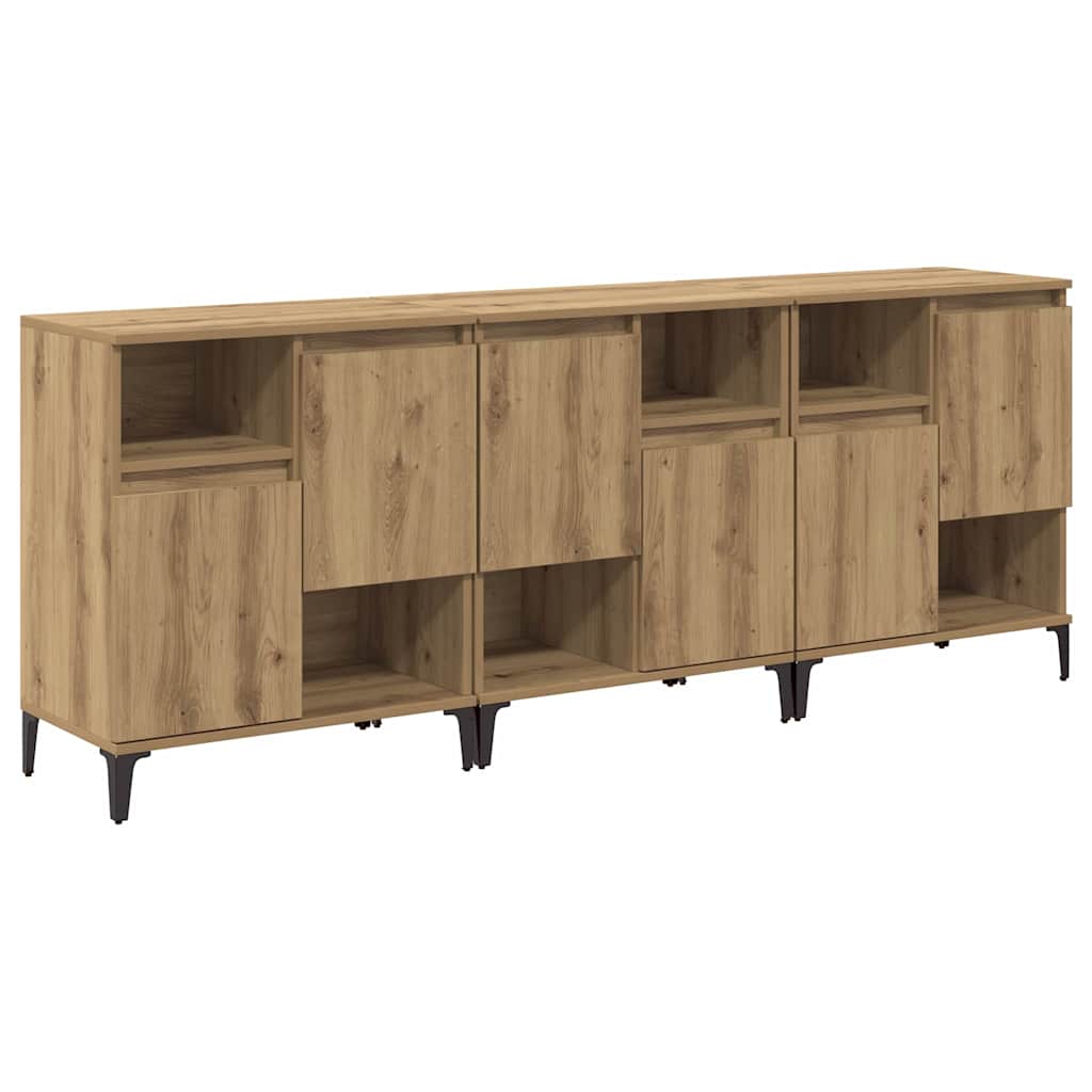 Dressoirs 3 pcs Artisan Eiken 60 x 35 x 70 cm Bewerkt hout is nu te koop bij PeponiXL, paradijselijk wonen!