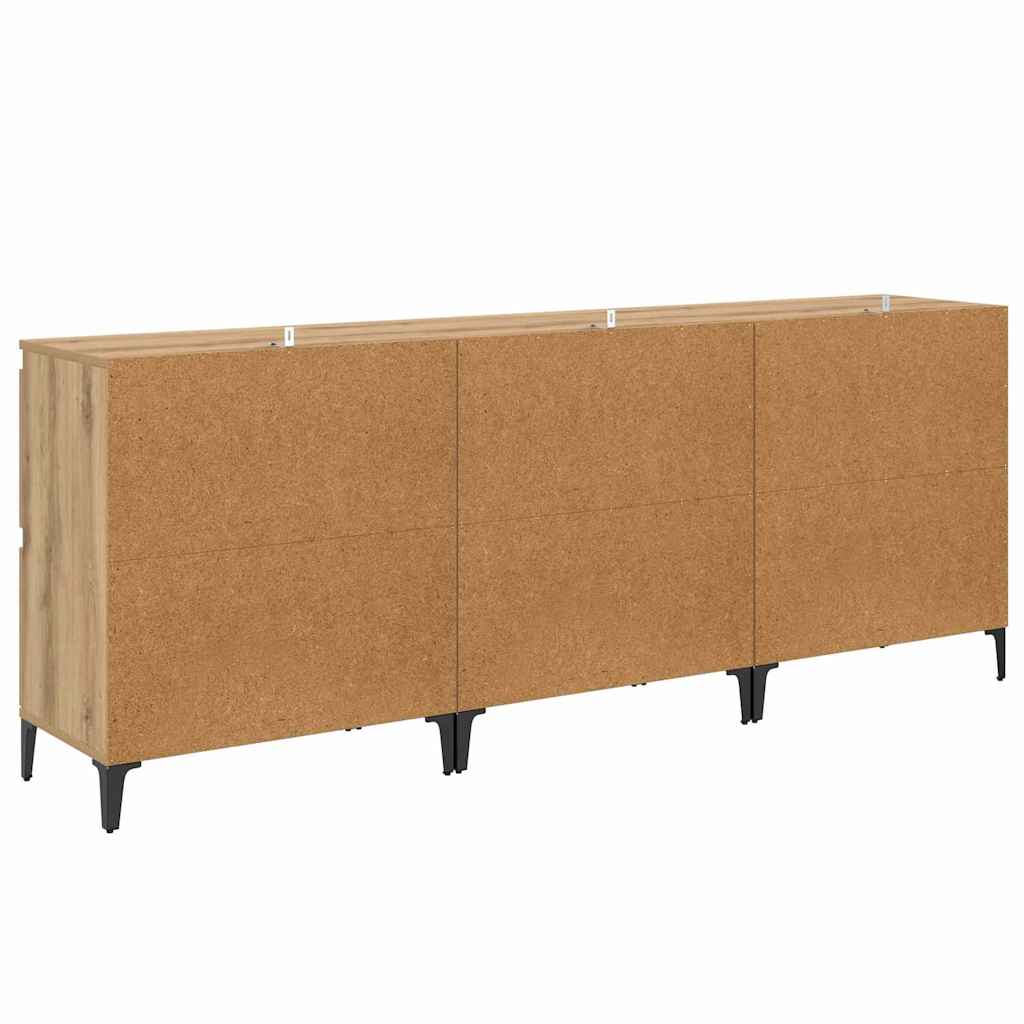 Dressoirs 3 pcs Artisan Eiken 60 x 35 x 70 cm Bewerkt hout is nu te koop bij PeponiXL, paradijselijk wonen!