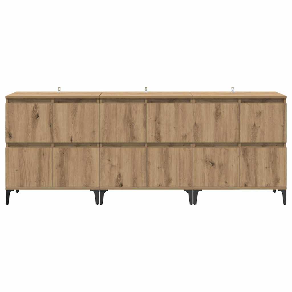 Dressoirs 3 pcs Artisan Eiken 60 x 35 x 70 cm Bewerkt hout is nu te koop bij PeponiXL, paradijselijk wonen!