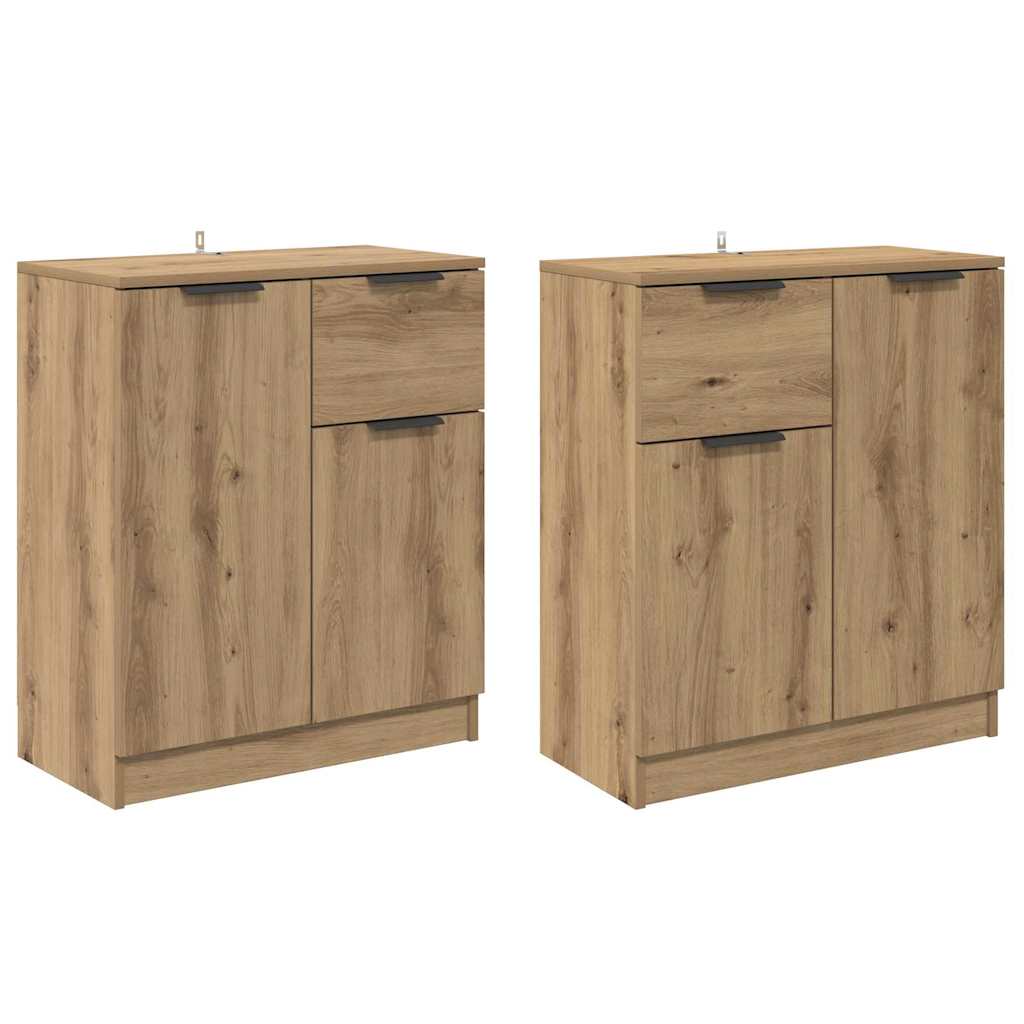 Dressoirs 2 pcs Artisan Eiken 60 x 30 x 70 cm Bewerkt hout is nu te koop bij PeponiXL, paradijselijk wonen!