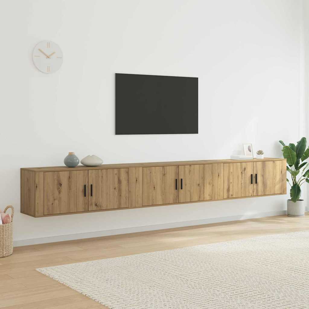 Wandtv-kast Set 3 pcs Artisan Eiken 100 x 34,5 x 40 cm is nu te koop bij PeponiXL, paradijselijk wonen!