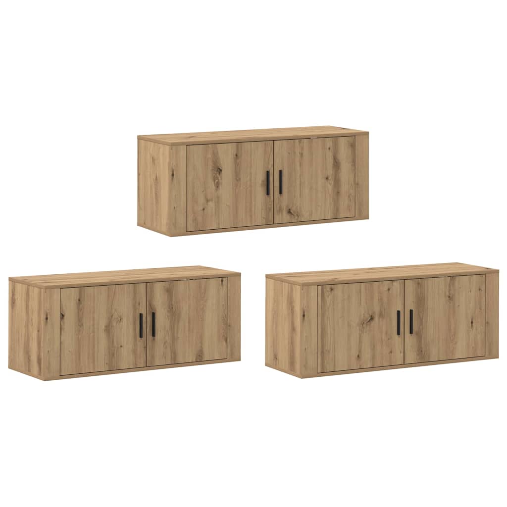 Wandtv-kast Set 3 pcs Artisan Eiken 100 x 34,5 x 40 cm is nu te koop bij PeponiXL, paradijselijk wonen!