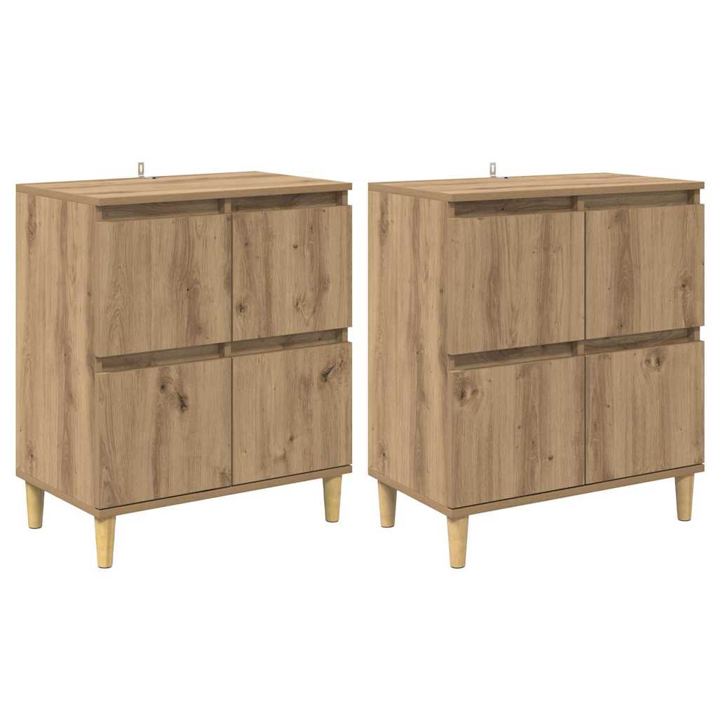 Dressoirs 2 pcs Artisan Eiken 60 x 35 x 70 cm Bewerkt hout is nu te koop bij PeponiXL, paradijselijk wonen!