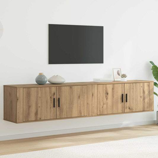Wandtv-kast Set 2 pcs Artisan Eiken 100 x 34,5 x 40 cm is nu te koop bij PeponiXL, paradijselijk wonen!