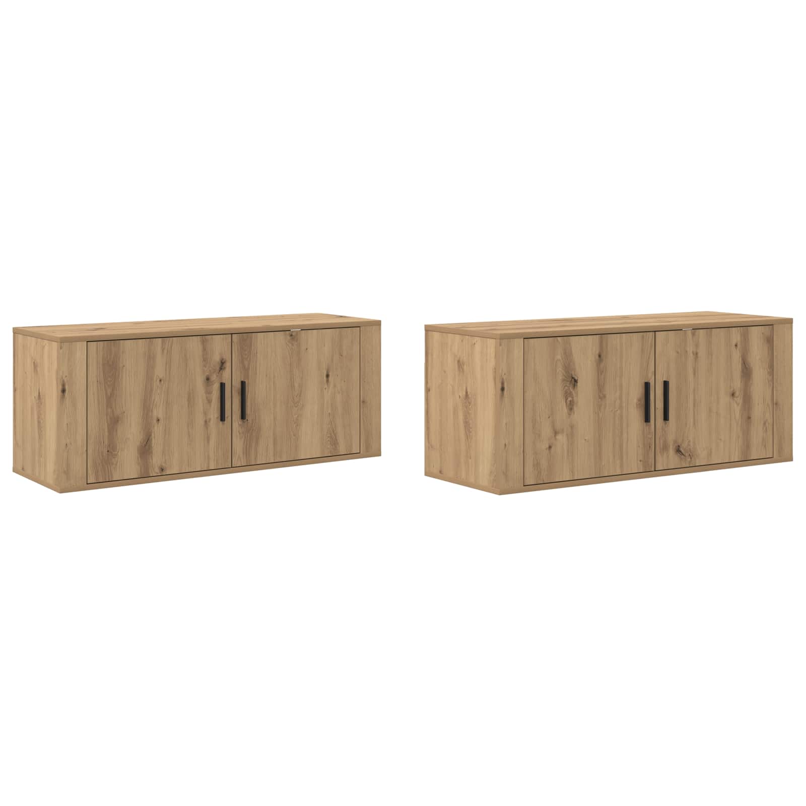 Wandtv-kast Set 2 pcs Artisan Eiken 100 x 34,5 x 40 cm is nu te koop bij PeponiXL, paradijselijk wonen!